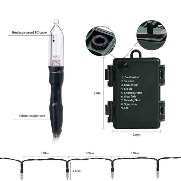 18ft 50 LED Green Wire Christmas Light Warm White Lights for Indoor Outdoor Christmas Valentine Wedding Lighting Decoration