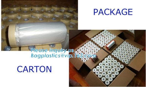 plastic register sealing cloth duct pre-taped masking film,PE material taped clear plastic masking film with dispenser