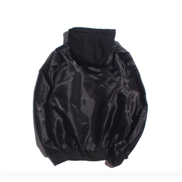 Windproof Mens Winter Bomber Coats , Plus Size Black Nylon Bomber Jacket