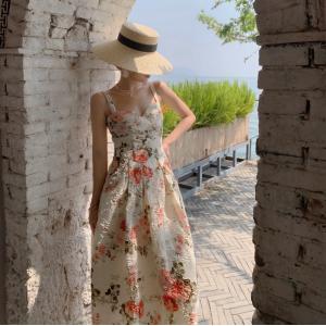 Retro Backless Floral A Line Midi Dress