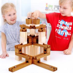 OEM Children'S Educational Wooden Marble Track Building Blocks ISO9001