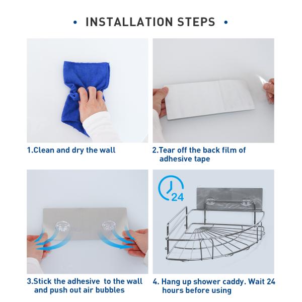 WGO Corner Shower Caddy Suction 30cm Wide ISO 9001 Corner Shower Storage