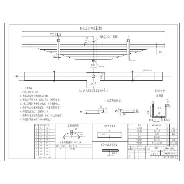 Corrosion Resistant 90×20-10 SUP9 Trailer Multi-Leaf Springs