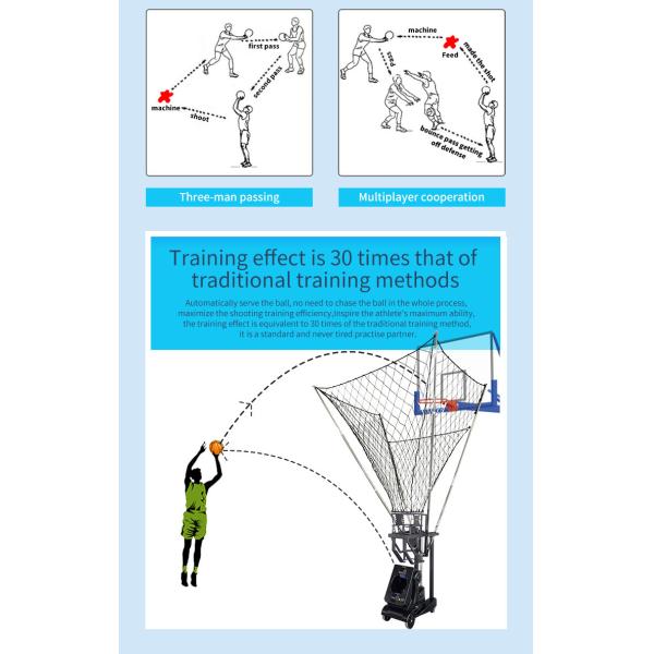240V AC Black Color Basketball Shooting Machine Adjustable Speed Adult Use
