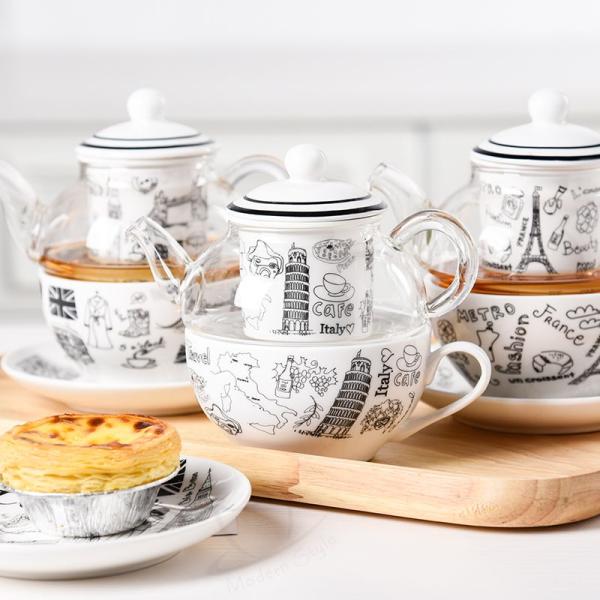Sustainable Ceramic Tea Set Porcelain Teapot And Cup With Infuser Strainer