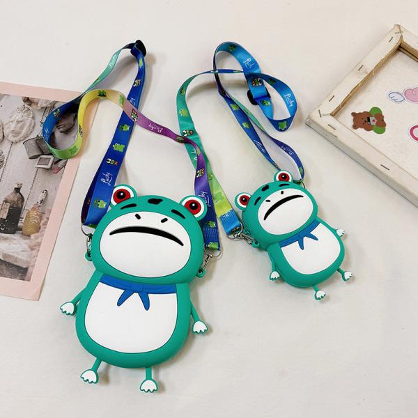Frog Customized Silicone Pencil Case Crossbody Shoulder Bag Kids Handbag Pop Purse Bag School SUpplies Birthday Gifts