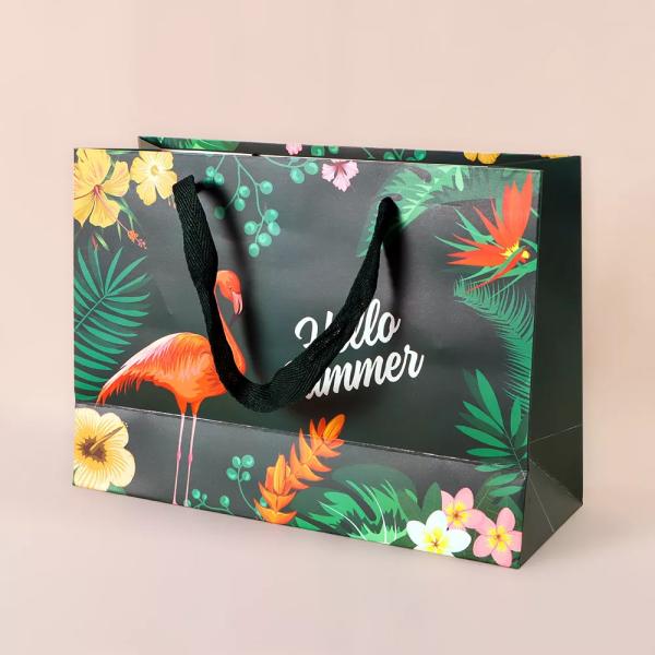 Sock Personalised Paper Shopping Bags Flamingo Printed Paper Carry Bags With Handles