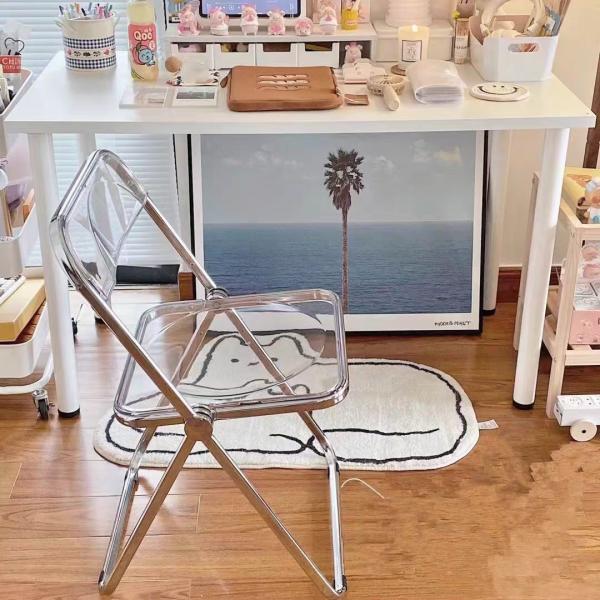 Bi-Metal Frame Acrylic Dining Room Chairs With Backrest Ready Assembled