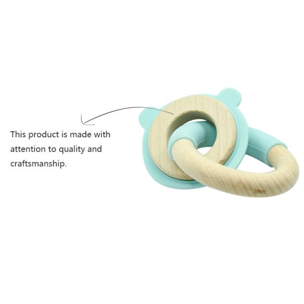 Unique Design Silicone Beech Wooden Rings For Baby Teethers