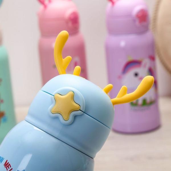 Stainless Steel 17 Oz Unicorn Cups For Kids Cute Insulated Water Bottle With Straw Strap Leak-Proof Flask For Boys And Girls