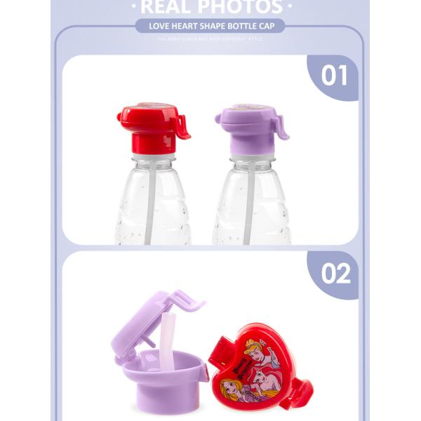 Heart-shaped Cartoon design child resistance cap cute plastic water bottle caps with straw