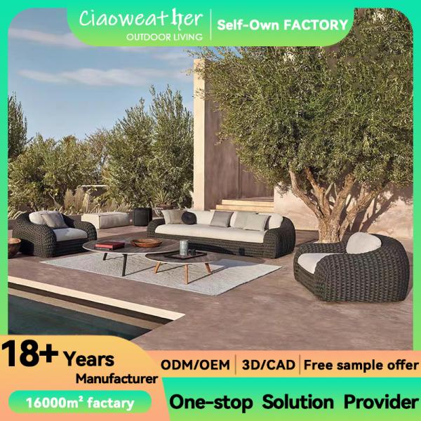 Modern Style Garden Sofa Combination Outdoor Rattan Wicker Furniture with Waterproof Cushion