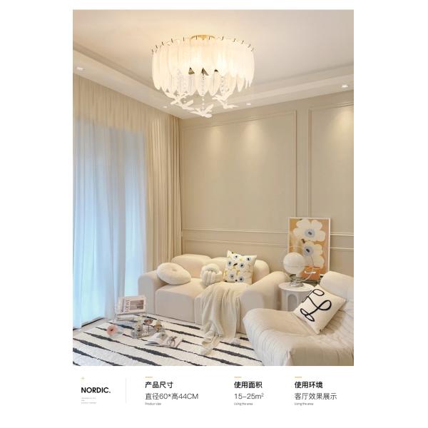 Creative Glass Feather Chandelier Modern Living Bedroom Kitchen Island Hanging（WH-CY-252）