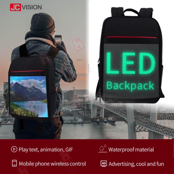 Shinning Computer Led Screen Customizable Travel Backpack 14" For Outdoor