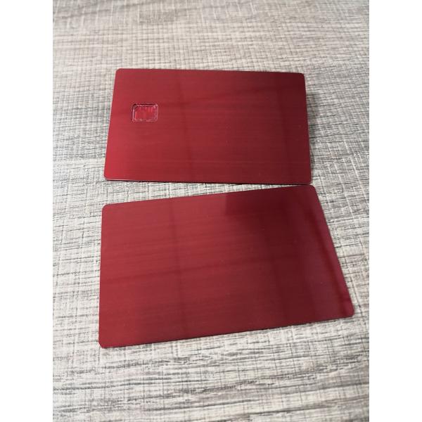 Glossy 0.8mm Plain Red Brushed Metal Bank Card Small Chip For Supermarket