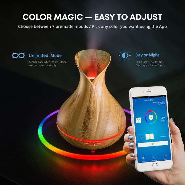 Smart Wi-Fi Aromatherapy Air Humidifier App Control Wood Essential Oil Aroma Diffuser