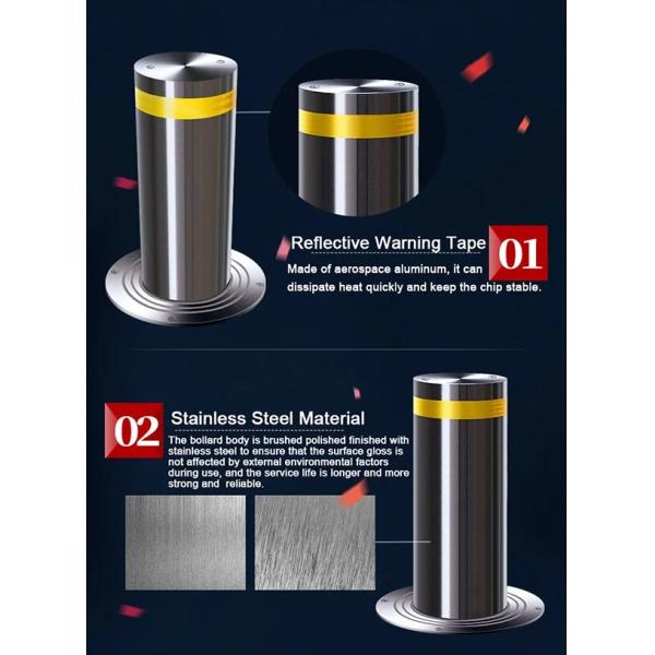 Automatic Retractable Parking Bollards , Hydraulic Rising Bollards 600mm Height