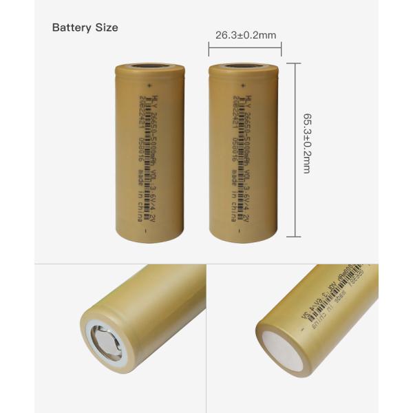 High Rate Capability 5000mah 26650 Battery Lithium Ion For Electric Bicycles