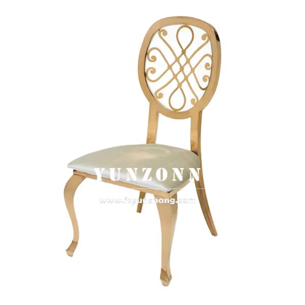 Rose Gold Flower Back Dining Room Furniture Stacking Movable Cushion Wedding Banquet Chair for Event Party Hall