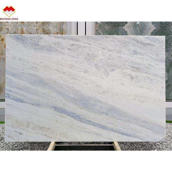 Fantasy Blue Marble Vanity Top Countertop Table OEM Custom Blue Crystal Quartz Stone