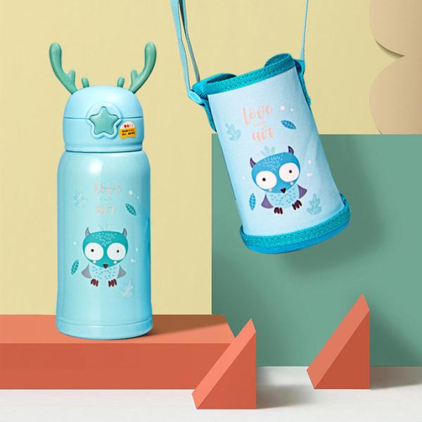 Stainless Steel 17 Oz Unicorn Cups For Kids Cute Insulated Water Bottle With Straw Strap Leak-Proof Flask For Boys And Girls