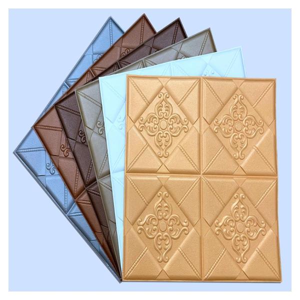 Soft Packages Design 3D Foam Wallpaper Gold Wall Paper DIY Self-Adhesive Wall Stickers Wall Panels 10mm Thickness