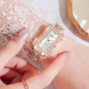 Women Square Alloy 3ATM Fashion Quartz Watches With Diamond