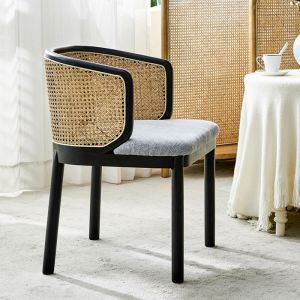 Quality Hotel Restaurant Upholstered Wooden Chair Rattan Back 55*53*77 for sale