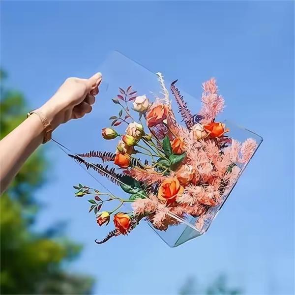 Clear PVC Pet Custom Flower Box For Graduation Bouquets Transparent Packaging