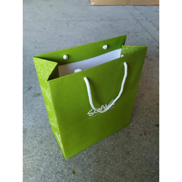 Eco-friendly durable customize paper shopping bags with cottom rope handle