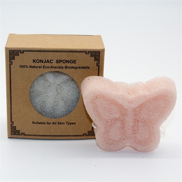 Black Yellow Butterfly Shape Konjac Cleaning Sponge No Preservatives
