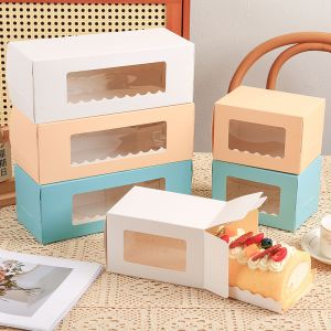 Quality Dessert Printed Paper Boxes Swiss Roll Cake Packaging Custom Logo for sale