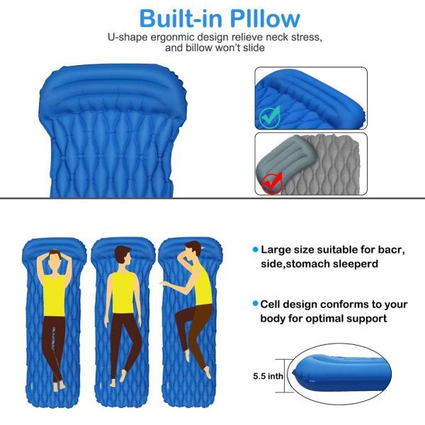 Buildt-in Pillow Camping Air Mattress Camping air Pad Air Sleeping Mattress for a Better Camp(HT1607)