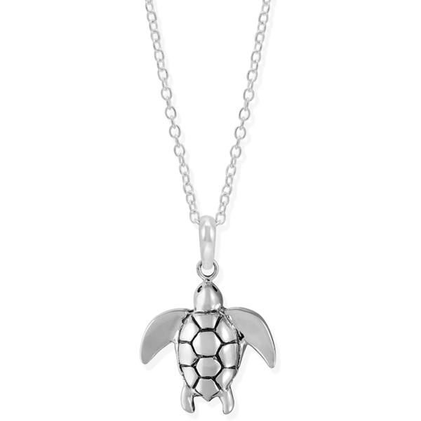 Boma Jewelry Sterling Silver Sea Turtle Animal Pendant Necklace, 18 Inches