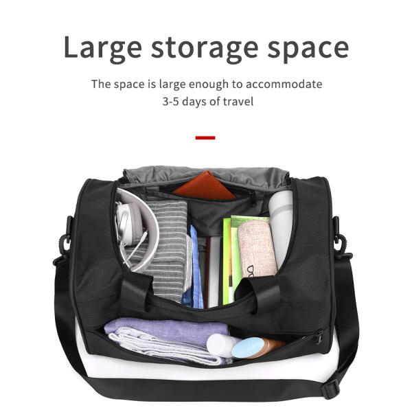 Water Retardant Leather Nylon Workout Duffle Bags Unisex 43cm Length