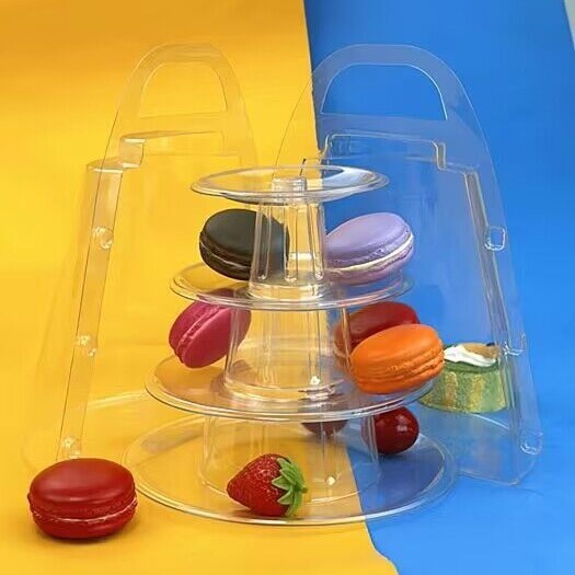 Custom PET Transparent Macaron Display Rack With Macaron Inner Tray And Macaron Box