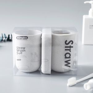 Wheat Toothbrush Cup Glass Soap Box Biodegradable Bathroom Wash Sets