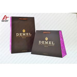 Gift Packaging Personalised Paper Carrier Bags Printed Biodegradable Purple Rope