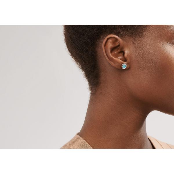 ODM Turquoise Circle Earrings , Dia 9.65mm 18k Turquoise Earrings 2.37g Weight