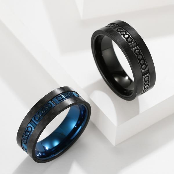 Carbon Fiber Plain Stainless Steel Rings For Men Customized Size