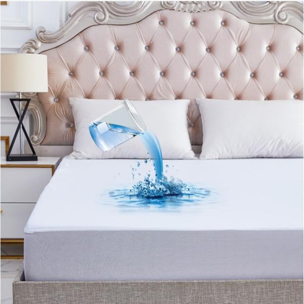 Cotton Polyester Waterproof Mattress Protector Cover Mattress Topper Queen With Elastic