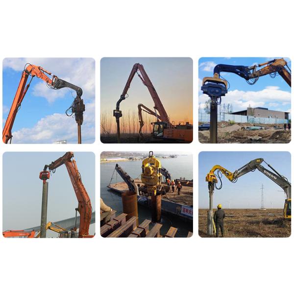 360 Degree Excavator Vibro Hammer with long boom arm , Excavator Mounted Vibratory Pile Driver For CAT320