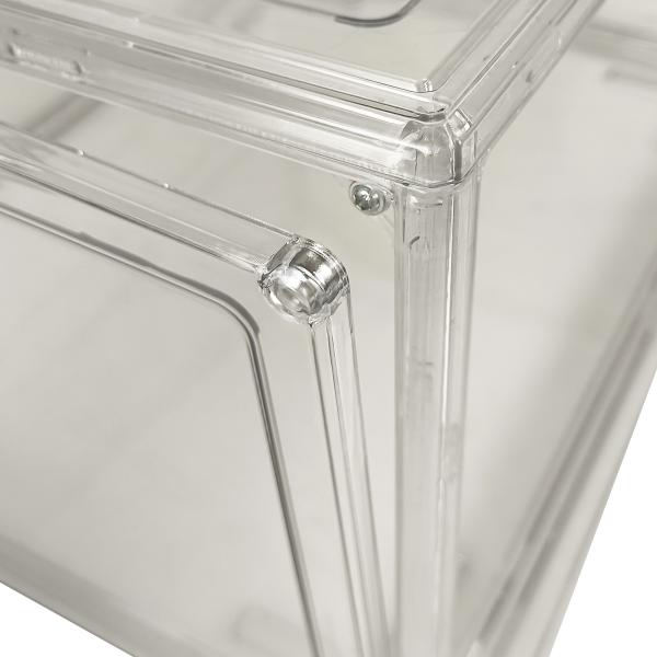 Custom Logo Clear Acrylic Magnetic Shoe Box Foldable Transparent Drop Front Stackable Sneaker Organizer