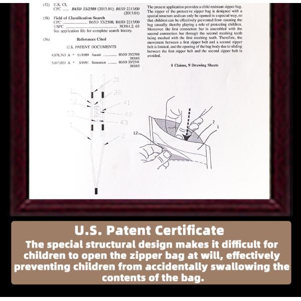 ​Plaid-Printed Child-Resistant Pouch ISO 8317 EN 14375 Certified REACH/ROHS Compliant