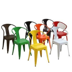 Quality Adjustable Metal Dining Chairs Modern Stackable Design for sale