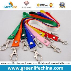 Quality China manufacture custom colour unprinted 2cm width polyester neck lanyard w/claw clip hook and circular rivet for sale