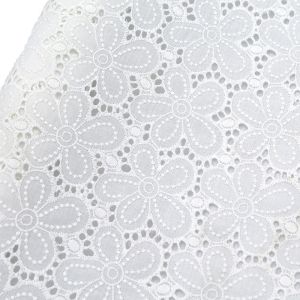 Sustainable Cotton Eyelet Trim Embroidered Mesh Lace Fabric 130cm