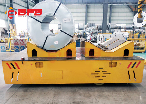 Intelligent Charger Battery Operated Steel Coil Transfer Car Moving On Rail Road 50 Metric Ton Capacity