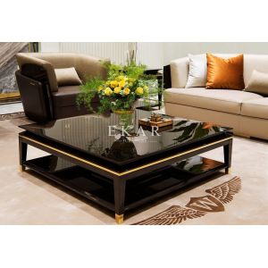 Quality Black Square Wooden Leg Coffee Table W008H1 for sale