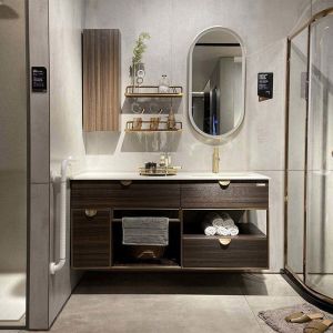 Double Sink Solid Wood Bathroom Vanity Cabinet Modern European Furniture
